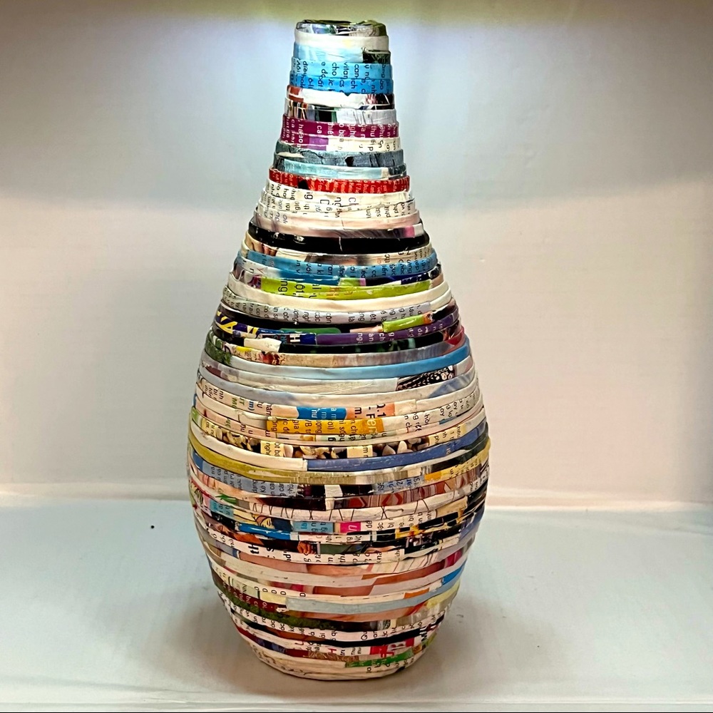 Anthropologie 13450143 Paper Rolled Flower Floral DRY Vase ONLY 10” VASE